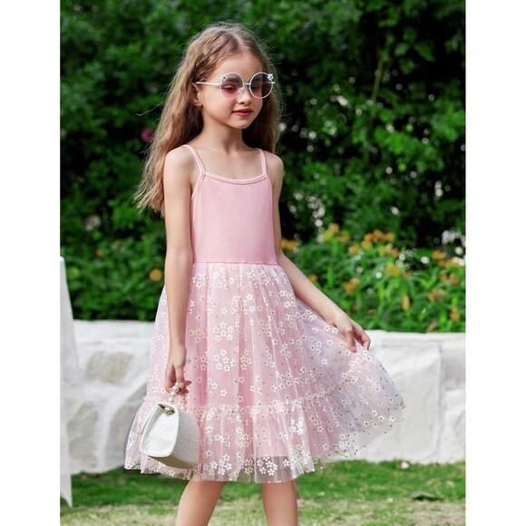 🆕Toddler Girls Pink Daisy Tulle Dress Rainbow Tutu Birthday Princess 2-6T - Picture 4 of 9